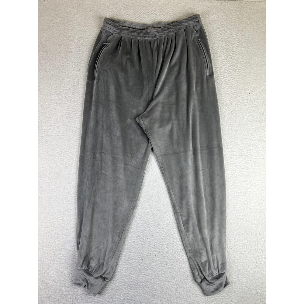 SKIMS Jogger‎ Pants Womens Large Gray Velour Elastic Waist Zip Pockets Soft